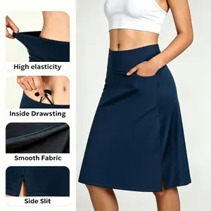 Women's Midi Length Skorts Skirts with 3 Pockets Modest Skirts Women's 24" Knee Length Skort
