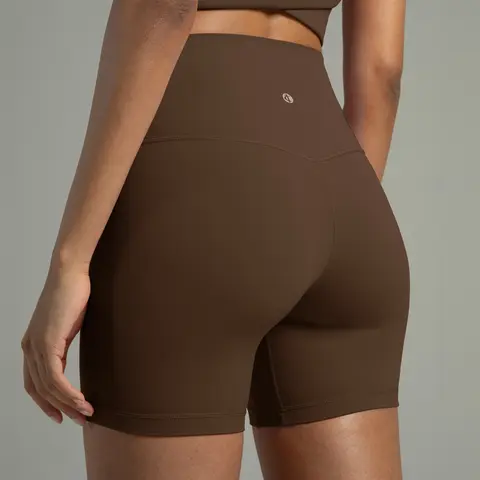 Colorfulkoala Women's Dreamlux High-Waist Athletic Wear Shorts - 6" Inseam, 81% Nylon 19% Lycra Black Grintight Blend, Seamless Waist No Digging, Body-Hugging Dry Fit, Core-Smoothing, Sweatwick Cool, Soft Stretch, Active Gym Apparel, for Yoga