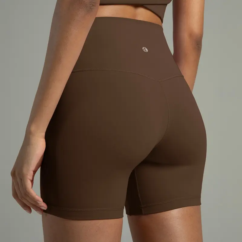 Colorfulkoala Women's Dreamlux High-Waist Athletic Wear Shorts - 6" Inseam, 81% Nylon 19% Lycra Black Grintight Blend, Seamless Waist No Digging, Body-Hugging Dry Fit, Core-Smoothing, Sweatwick Cool, Soft Stretch, Active Gym Apparel, for Yoga