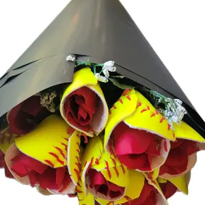 Softball Flowers W/ 18in Personalized Bat