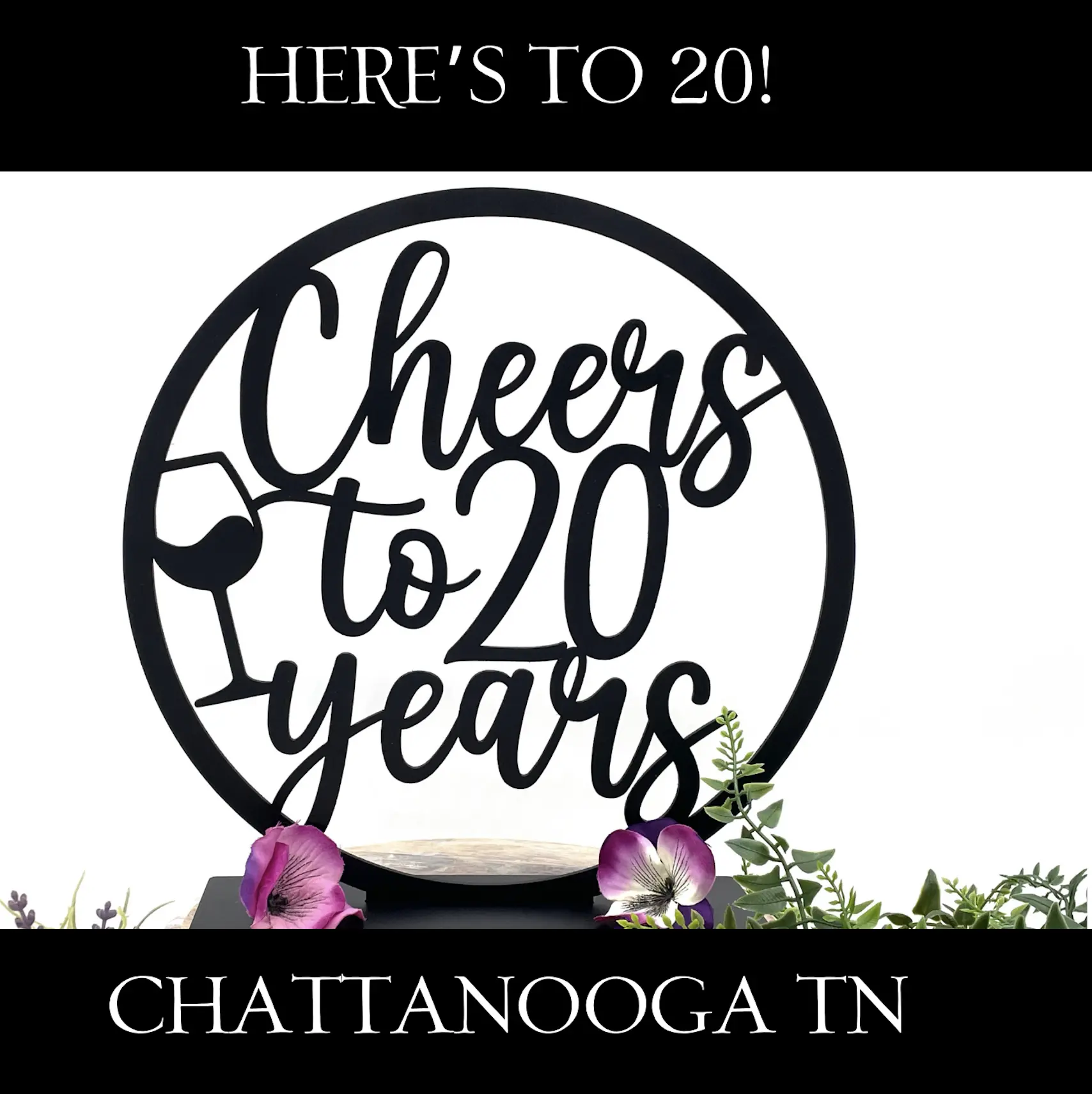 Anniversary Table Centerpiece Sign. Sturdy Wood not Cardboard - Cheers to 20 years Retirement Party - Reunion | AA23-1 | Chattanooga, TN