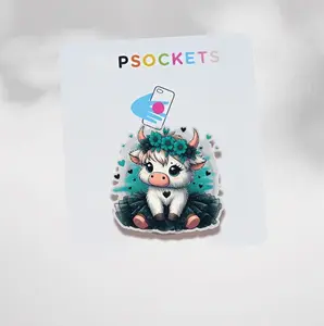 Cute Cow Phone Grip MagSafe, Cow Print Flower Phone Stand, Cute Snarky Bougie Western Cap Country Cow, Cute Animal Phone Holder, Cow Lover Clipart, Sparkly Phone Accessory