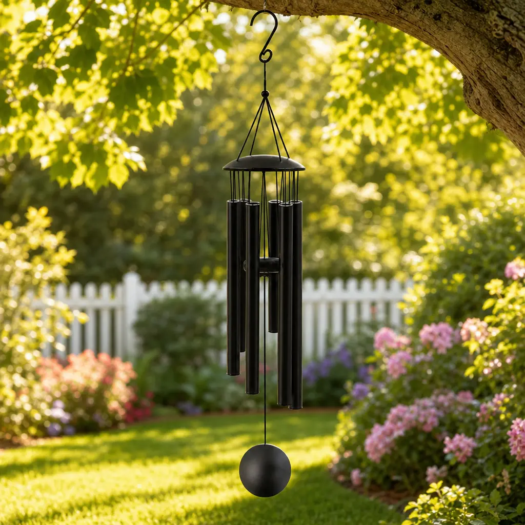 Deep Tone Wind Chimes for Outside, 47 Inch Large Black Metal Wind Chime Outdoor, 6 Tuned Aluminum Tubes Windchimes, Sympathy Memorial Gift for Loss of Loved One, Garden Patio Porch Balcony Decor, Housewarming Birthday Gift for Mom Women holiday christmas