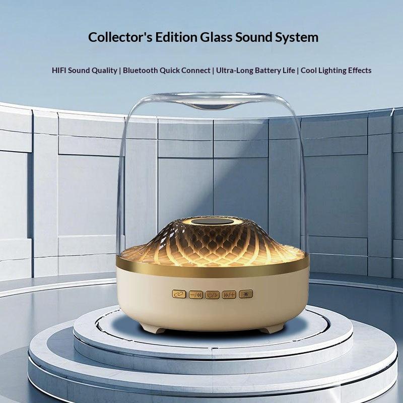 Dahaman Glass Speaker Bluetooth Speaker & Subwoofer Set Harman Colorful Glass Wireless Home Speaker Stylish Design with High-Low Frequency Gain Adjustment