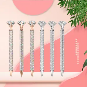 Set of 6 Elegant Metal Ballpoint Pens with Rhinestone Detail, Retractable Twistable Medium Point, Personalized Black Ink for Wedding Favors, Bridal Showers, Birthday Gifts, Party gifts