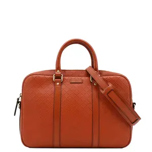 Pre-owned GUCCI Diamante Bright leather Travel Bags Briefcase Travel Bag Orange 344357