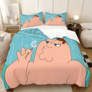 3Pcs，Family Guy Peter Griffin  Multi three-piece set, including 1 quilt cover and 2 pillowcases (without core), whether placed in the master bedroom, guest room or dormitory, can add a warm atmosphere to the space.