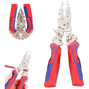 16 in 1 Wire Stripper Twister for Cutting and Pulling Wires, Multifunctional Cable Scissors, Voltage Tester Pliers with Voltage Tester&Alarms, Detectable 12-250V for Professional and Home Use (Red)