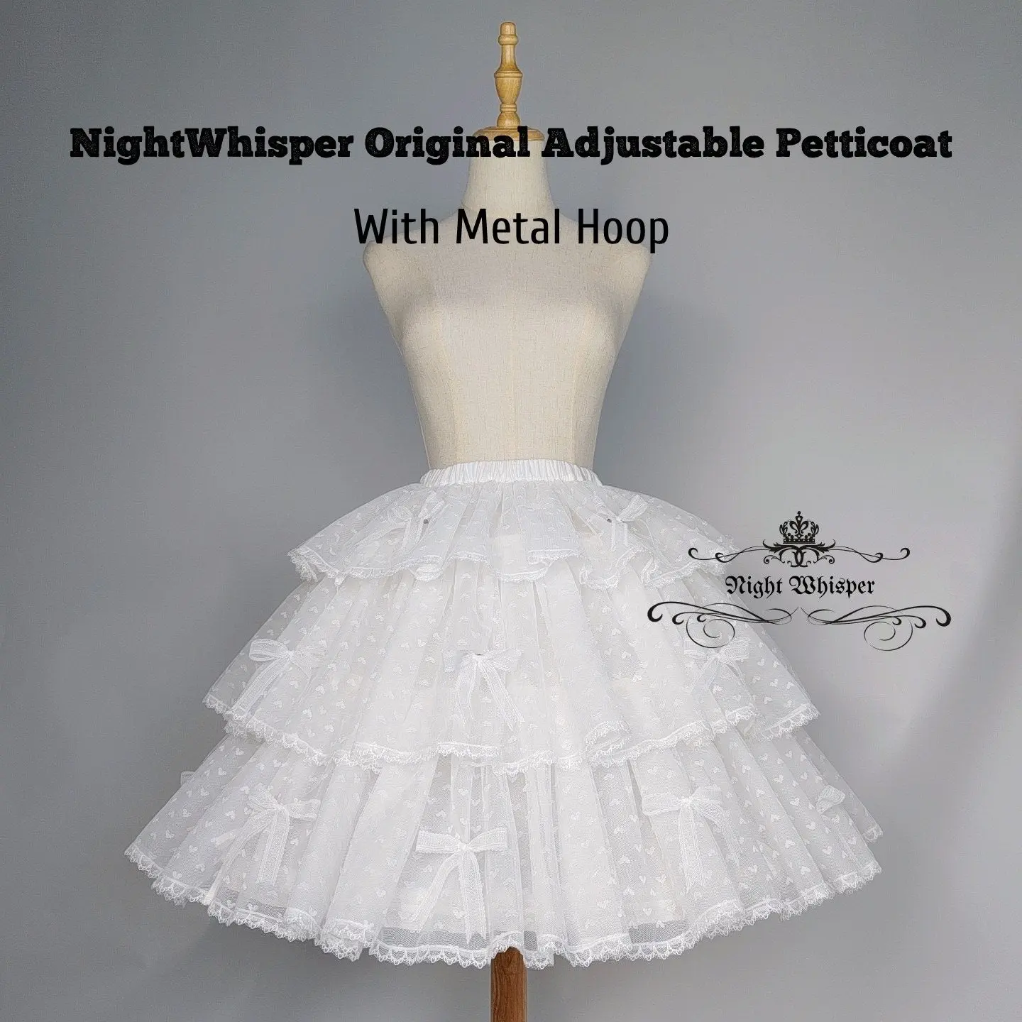 Adjustable Hoop Skirt Petticoat -White