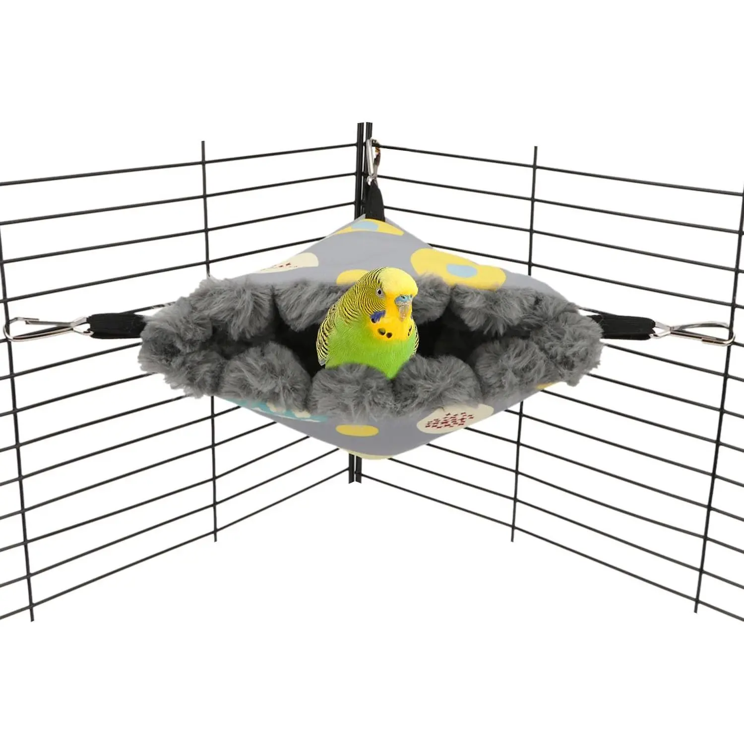 Bird Nest House Winter Warm Hanging Hammock Bird Bed Snuggle Hut for Parakeets Budgies Caique Conures Cockatiels (Small, Grey)