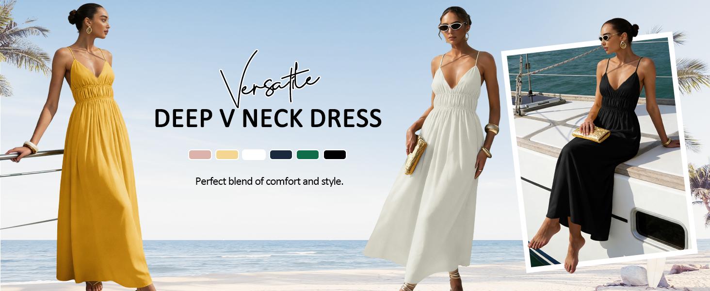 Yousify Women's Deep V-Neck Sleeveless Spaghetti Strap Ruched Flowy Maxi Dress - Casual Fashion Dress, Boho Beach Sundresses, Women's Clothes for Summer Beach Outfits,summeroutfits,vacationoutfits,beachoutfits Yousify Women's Deep V-Neck Sleeveless Spaghetti Strap Ruched Flowy Maxi Dress - Casual Fashion Dress, Boho Beach Sundresses, Women's Clothes for Summer Beach Outfits,summeroutfits,vacationoutfits,beachoutfits