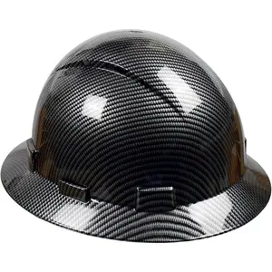 Full Brim Hard Hat Carbon Fiber Pattern Lightweight Hardhat 6 Point Ratchet Suspension Protective Helmet for Men Women Construction Work