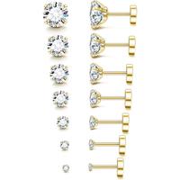 E.7Pairs,2-8mm 14k gold plated