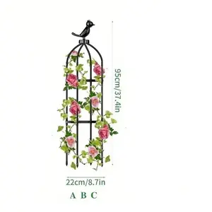 Adjustable Height Garden Climbing Plant Trellis Support, Detachable Cylinder Shape Fence, Decorative Garden Fences for Indoor Outdoor Roses Vines Tomatoes Potted Plants Decorative Topper