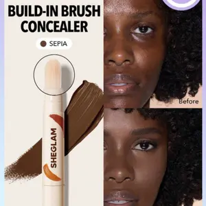 SHEGLAM Perfect Skin High Coverage Concealer-Cocoa 20 Shades Liquid Concealer Brush Moisturizing Weightless All-Day Hydrate Makeup - Balm, Color