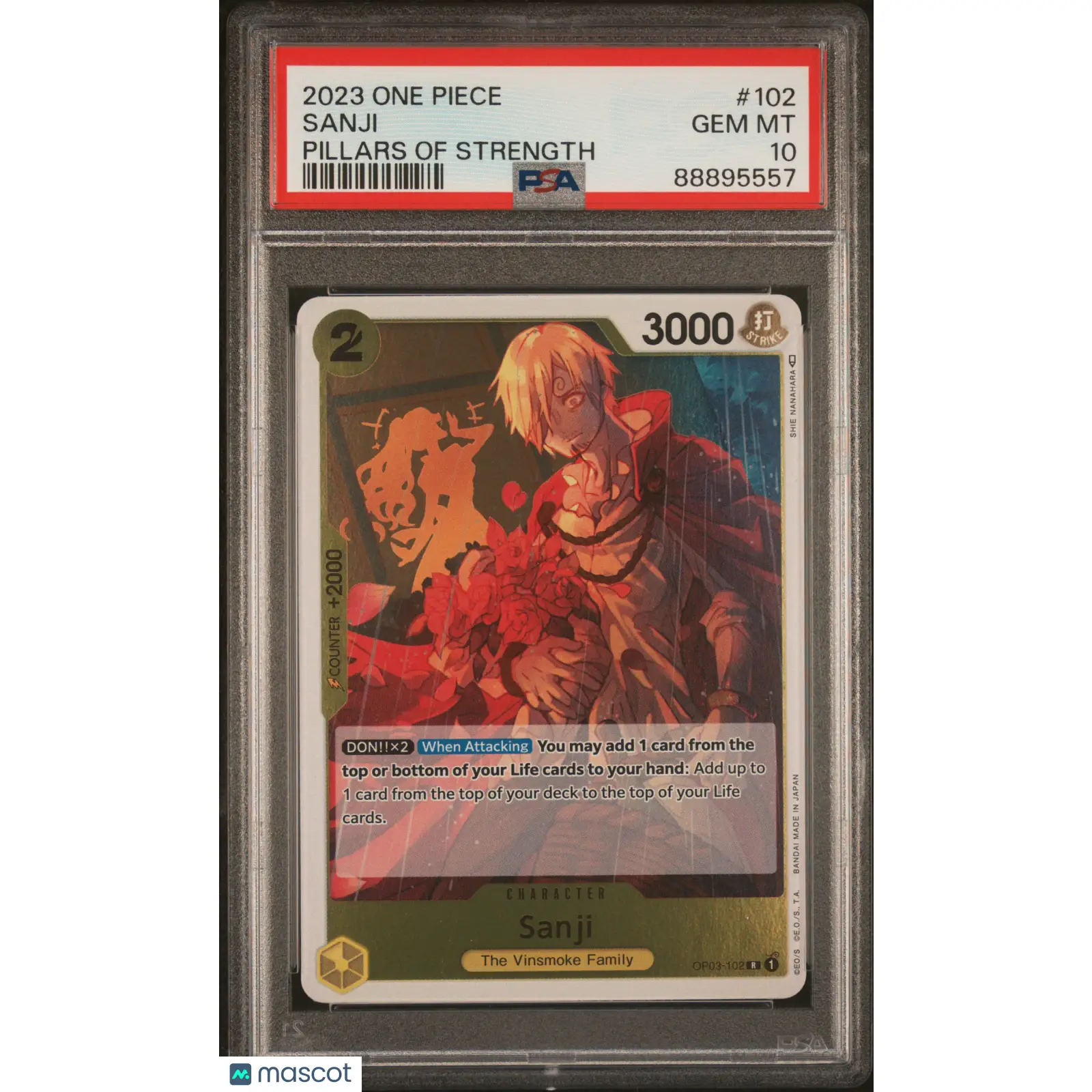 PSA 2023 One Piece CCG Sanji #102 Pillars of Strength Graded Card 10