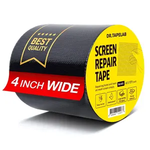 Black Window Screen Repair Tape, 4 in X 15 FT, Screen Repair Kit for Windows or Doors, Patch Kit Fiberglass Mesh Tape