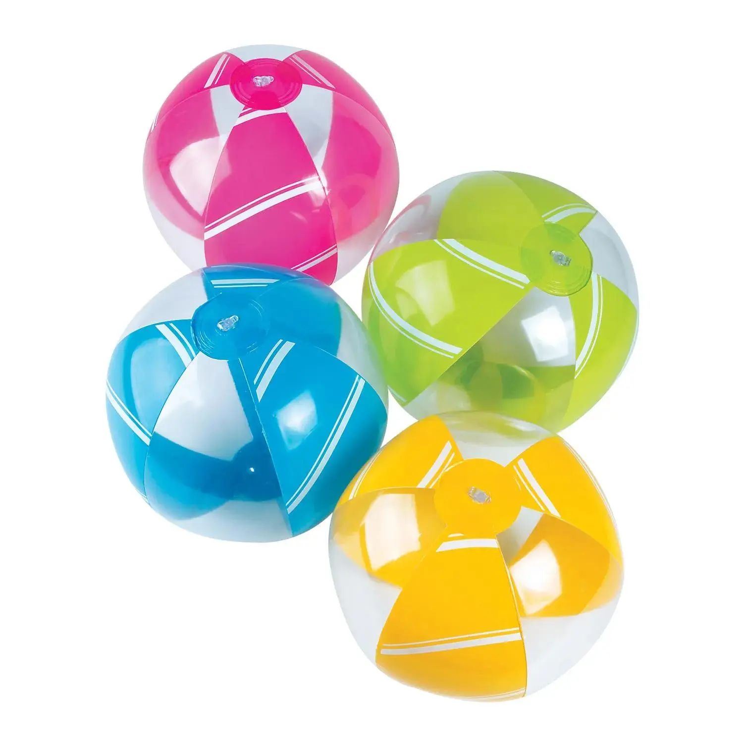 Inflatable 11" Wide-Striped Medium Beach Balls - 12 Pc.