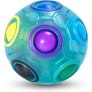 Magic Rainbow Puzzle Ball, Fidget Ball Puzzle Brain Teaser Fidget Toy for Boys & Girls- Birthday Party Easter Valentines Christmas Stocking Stuffers for Kids Teen & Adults(Blue)