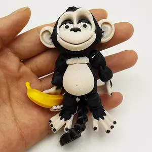 Fun Monkey Statue Set, Multicolor 3D Printed Animal Ornament, Collectible Figurine, Perfect Holiday Gift for Office Desk, Car, or Home Decor