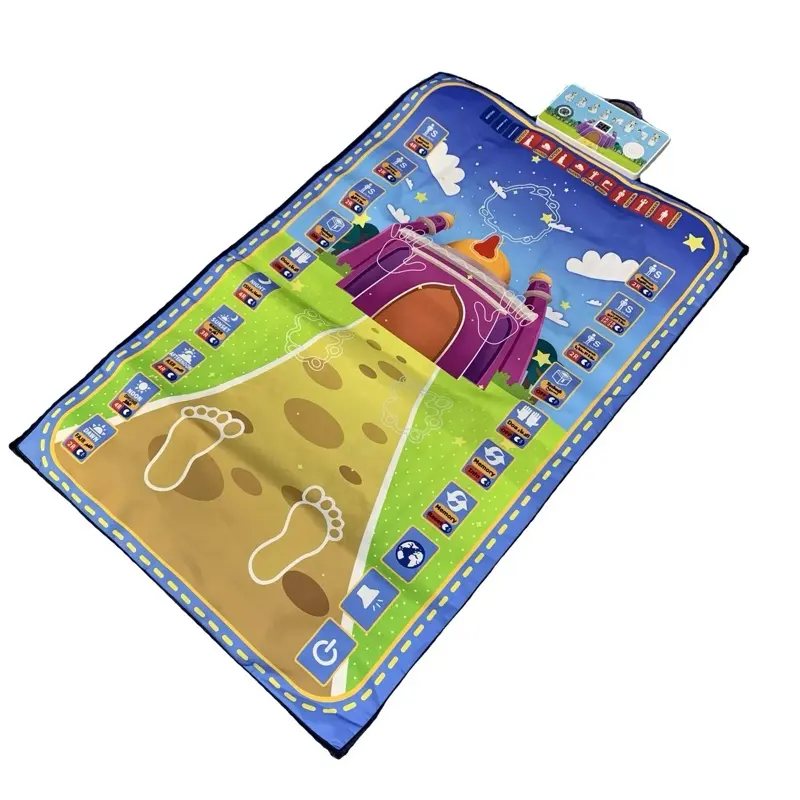 Adult Educational Interactive Prayer Mat - Islamic Gifts Muslim Blue with Quran Recitations and Hadiths