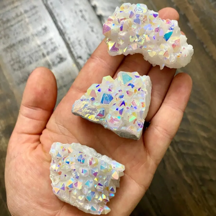 Sparkly Angel Aura Quartz Cluster Stationary Ornament 3-5cm