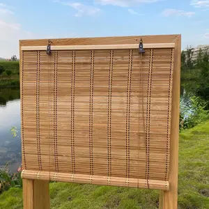 Bamboo Roller Roman Shades Roll Up Blinds for Window Light Filtering for Home Indoor Outdoor Patio 24" Wx48 H