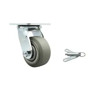 Service Caster MCM-SCC-30CS420-TPRRF-BSL Replacement for McMaster Carr Caster 30305T561 - Swivel Top Plate Caster with 4 in. Thermoplastic Rubber Flat Tread Gray Wheel & Bolt on Swivel Lock