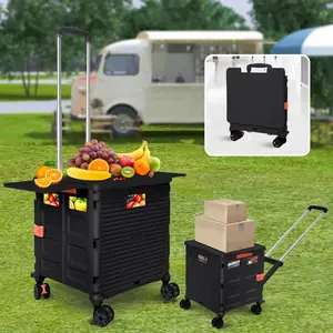 SELORSS Folding Multifunctional cart with Magnetic Sliding lid Design, Equipped with 360° noiseless Swivel Wheels, Suitable for Shopping