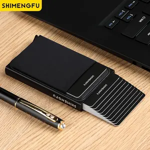 Men's Slim RFID-Blocking Wallet – Secure Aluminum Pop-Up Card Holder with Elastic Pouch