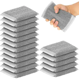 24 Pack Steel Scrub Sponges for Dishes Non Scratch Scouring Sponge Multi Use Metal  Heavy Duty Dish Wash Kitchen Sponge for Pot Dish Washing Hard Surface Cleaning Tools (Gray)