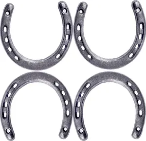 4PCS Cast Iron Horseshoe，for Good Lucky, Durable Cast Iron Medium Horseshoe 5 Holes On Each Side for Wall Hung