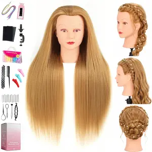 Mannequin  with 80% Human Hair  Mannequin  for Hair styling Practice - Curling, Braiding,  Multiple Hair Colors with Table Clamp Stand for  and Professionals 28inch