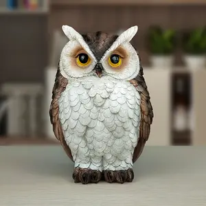 Creative upright owl ornament, resin simulation animal craft, cute bird-repellent garden decoration for succulents, Animal Decorative Figurines, Bird Figurines