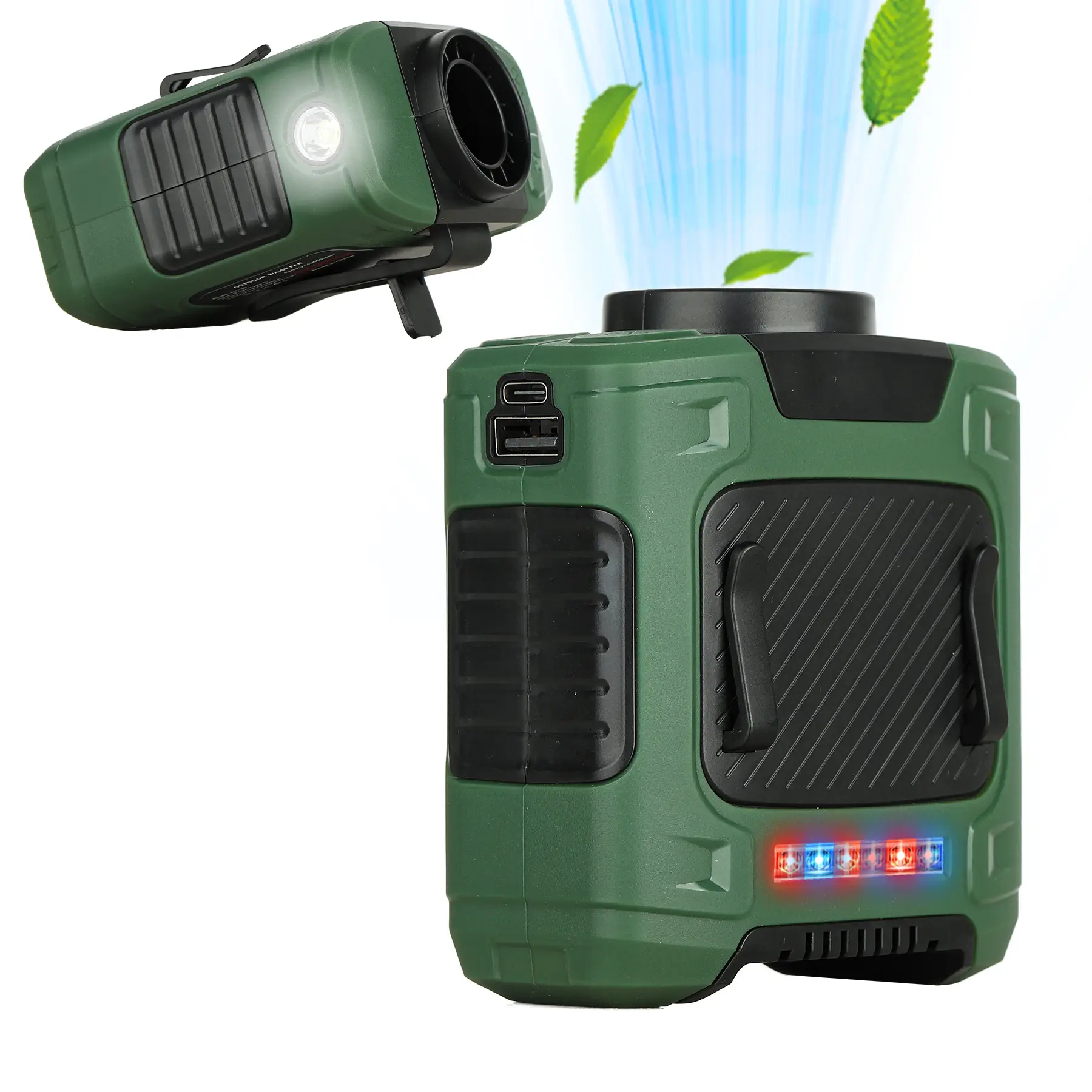 JOYYE Portable Handheld Fan, Portable Waist Fan, LED Lights, Rechargeable Cooling Fan for Outdoor & Indoor, Travel Camping Adjustable Usb Cordless