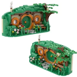 flash card MOC Hobbit Hole Building Kit, Mini Bag Movie Architecture Model , Desktop Ornament & Collector's Model