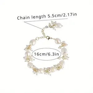 1pc Freshwater Pearl Elegant Luxury Baroque Style Bracelet - Suitable for Daily Wear, Ideal Gift for Friends, Siblings, Relatives