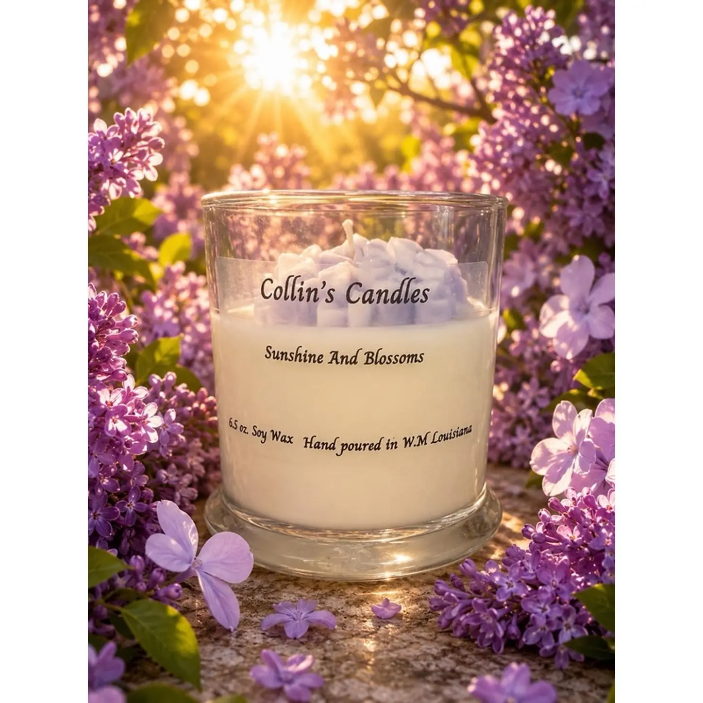 Collin's Candles Sunshine and Blossoms 6.5 oz Soy Wax Candle Non-Toxic High Fragrance Floral Citrus Scent Hand Poured in W.M. Louisiana