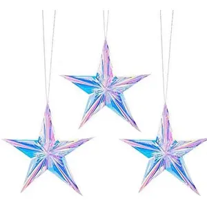 Iridescent Ornament   Decorations, Clear Foil Decorative Folding Decor, Rainbow Shine Party Ornaments for Bridal Shower Wedding Birthday Frozen Theme Party Decorations