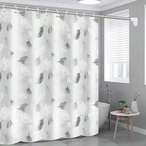 Black & White Leaf Shower Curtain - Anti-Mildew, Waterproof PEVA, Metal Eyelets & Rings, Multi-Use for Bathroom, Room Divider, or Window, Weather Resistant