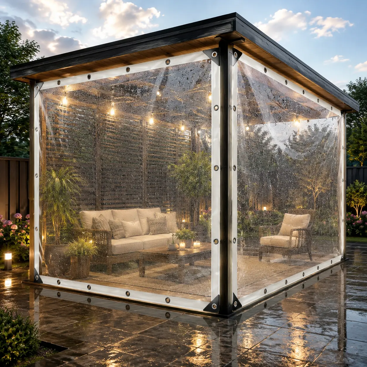 Heavy-Duty Transparent Rainproof Tarp, 10×13 ft, Dustproof with Thickened Edges & Reinforced Loops, Lightweight Home Supply Rain Cloth for Farm, Greenhouse Use protection Waterproof