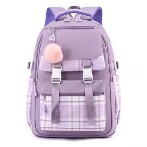 Cute Aesthetic Preppy Backpack for Teen Girls, Stylish Lightweight Durable Sports Schoolbag, Casual Versatile Daypack for Daily Leisure & Travel
