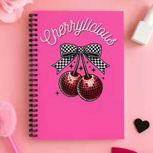Cherry Spiral Notebook, Cherry Gifts for Girls, Daily Journaling, Back to School, Checkered Spiral Notebook, Pink Cherry, Cherry Lover notebooks