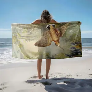 1 piece A snipe mother and child in flight themed beach towel - Multi-functional Beach Towel, Soft Polyester Fiber, suitable for Vacation, Trip, Daily, Machine Washable, Modern Pattern Style, Perfect Vacation Essential
