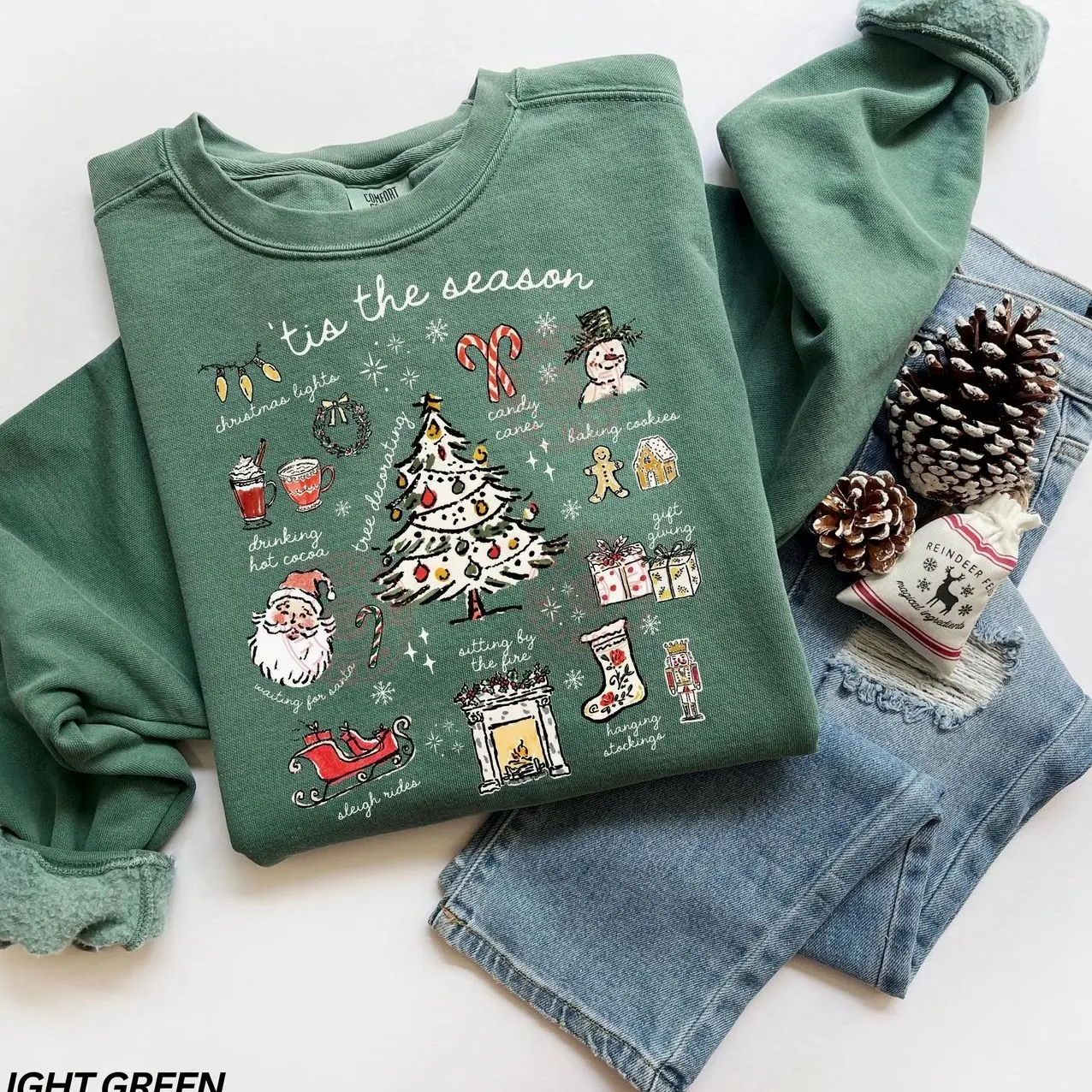 Tis the Season Christmas Sweatshirt, Retro Holiday Crewneck, Cute Christmas Tree Shirt, Vintage Santa Claus Pullover, Cozy Winter Holiday Outfit, Xmas Gift for Women, Aesthetic Graphic Sweatshirt, Festive Family Apparel, Cute Gift for Her