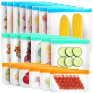 12 Pack Reusable Ziplock Bags,Silicone Bags Freezer Storage,Reusable Sandwich Bags,Freezable Snack Bag for Storing Meat Lunch Fruit Veggies Snack Make-up(4 Small + 4 Medium+ 4 Large)