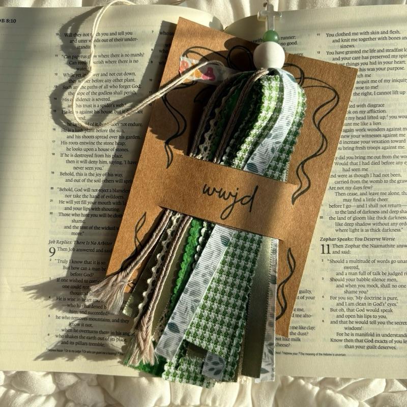 Handcrafted Bible Tassel Elegant Faith Bookmark with Colorful Tassels and Lace Detail for Religious Gifts Charm Handmade Cross