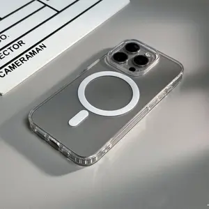 For  iPhone 16 Pro Max 15 14 13 12 11 Case , Compatible with MagSafe, Military-Grade Protection, Scratch-Resistant Back, Magnetic Phone Case Cover Luxury Shell Protective Protector Wireless Silicone Shockproof Durable Transparent Casing Cellphone