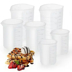 6PCS Silicone Cups for Melting Chocolate, Measuring Cups with Scale & Pouring Spout, Capacity 100ml & 250ml & 350ml Candy Melting Cups for Strawberries, Cake Pops, Baking & DIY Treats