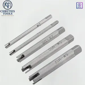 5-Piece Broken Tap Remover Set, Stainless Steel Screw Head Extraction Tool, High-Speed Steel, M3-M12, Manual Repair Essential